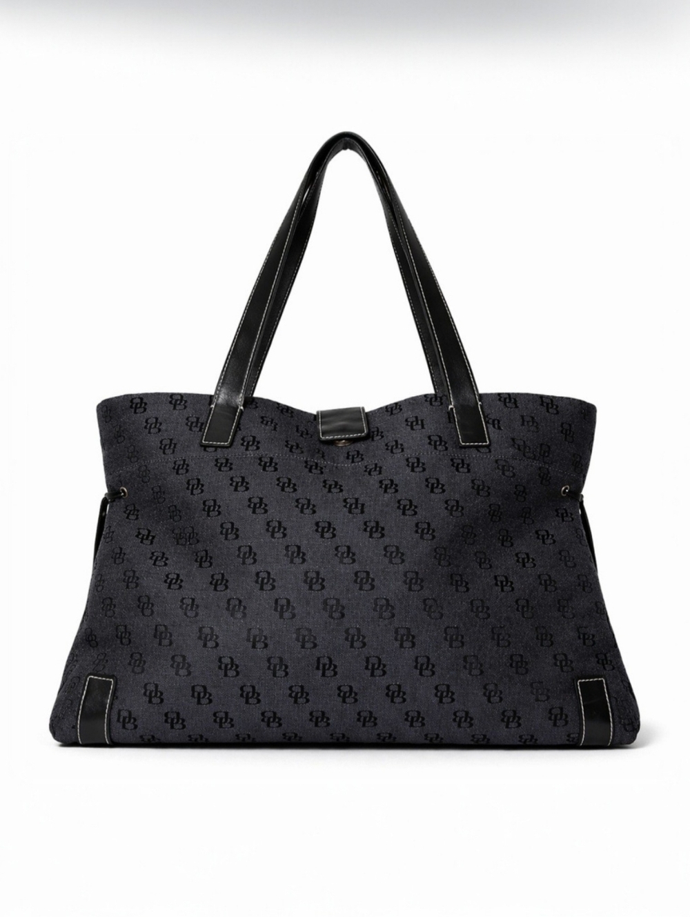 Dooney & Bourke Black Signature Tote Matching Pouch Vintage Canvas Leather